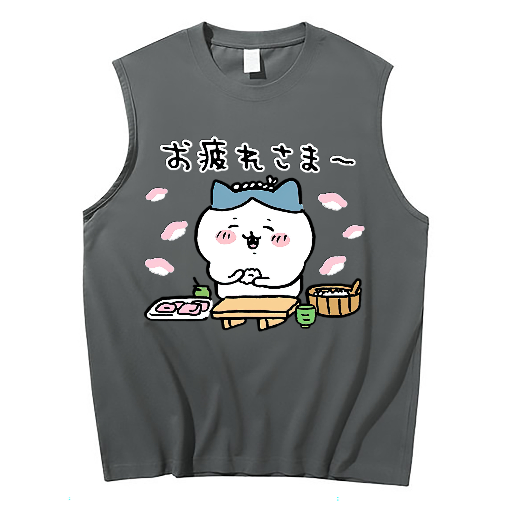（画像用） ちいかわ ハチワレ Chii-kawa hachiware コットン100％タンクトップ（フロントプリント）